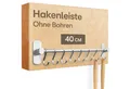 Praknu Hakenleiste Hakenleiste für Küchenutensilien mit 8 Haken - Ohne Bohren, (Set, 8 St), Verstellbar & Selbstklebend 40 cm - ohne Bohren