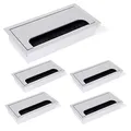 Emuca - Kabeldurchführung Kabeldurchlass Eckig 160x80mm zum Einfügen am Schreibtisch, kabelorganisation für möbel, Aluminium silber eloxiert, Set aus 5