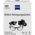 ZEISS Brillenputztücher Brillen-Reinigungstücher, feucht, 13 x 15 cm, aus Zellstoff, 200 Stück