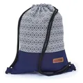 By Bers Leon großer Premium Turnbeutel mit Innentaschen Rucksack Tasche Damen Herren Teenager Gym Bag Draw String 45x34cm für Sport Reise Alltag Einkauf (Boho 003Blau)