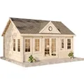 Alpholz Gartenhaus Clockhouse-XL Satteldach Unbehandelt 570 cm x 420 cm