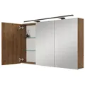 Planetmöbel Badezimmerspiegelschrank Spiegelschrank ARIA (Spiegelschrank Bad mit Beleuchtung und Steckdose, Badschrank mit Spiegel hängend) goldfarben 120 cm