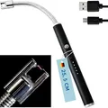 TOM Lichtbogen Stabfeuerzeug – 25,5 cm lang – Stab flexibel – langes elektrisches Feuerzeug – USB aufladbar – Electric Lichter im Set mit Kabel – windfestes Sturmfeuerzeug – Lichtbogen-Feuerzeug
