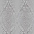 Grandeco Kismet Damask Muster Tapete Metallische Glitzern Motiv Art Deco - Silber A17703