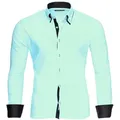 Reslad Langarmhemd Reslad Herren Langarm Hemd Alabama RS-7050 (Herrenhemd) Doppelkragen Kontrast Männer Hemden grün|schwarz XL
