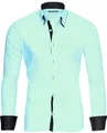 Reslad Männer Hemd bügelleicht Slim Fit Freizeit-Hemden Business Herren Kontrast buntes Langarmhemd RS-7050 Mint Schwarz Gr XL