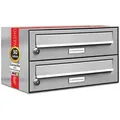 AL Briefkastensysteme 2 Fächer Premium Edelstahl Wand Briefkasten Anlage für Post A4, modern, robust und wetterfest, Artikelnummer: 132T2EA1