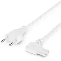 deleyCON 3,0m Netzkabel Stromkabel Strom Kabel Stecker Typ C Eurostecker auf C7 Buchse 90° Gewinkelt Euro-Netzkabel Kleingerätekabel Euro 8 TV Blu-Ray Haushaltsgeräte Netzteile - Weiß