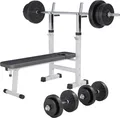 GORILLA SPORTS Hantelbank Hantelbank mit Langhantelset, (14-tlg)