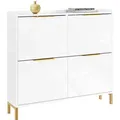 SCHUHSCHRANK mit 4 Klappen, Hochglanz Weiß 100x90x19cm