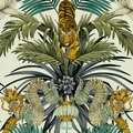 Belgravia Wilson Orientalisch Tiere Tapete Tiger Drachen Palme Blätter Creme