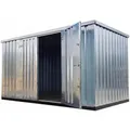 LagercontainerXXL 4m Lagercontainer mit Doppeltür auf der Langen Seite Voll Verzinkt 3,88x2,14x2,09