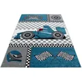 Ayyildiz  Kinderteppich Kids 460, Blau, Textil, Fahrzeuge, rechteckig, 80x150 cm, Oeko-Tex® Standard 100, für Fußbodenheizung geeignet, schmutzabweisend, Hausstauballergiker lichtunempfindlich, antistatisch, pflegeleicht, strapazierfähig, leicht zusammenrollbar, Teppiche & Böden, Teppiche, Teppich Kinderzimmer