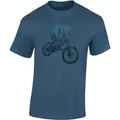 Baddery Print-Shirt Fahrrad T-Shirt: "Forest Ride" - MTB Mountainbike Shirt, hochwertiger Transferdruck, auch Übergrößen, aus Baumwolle blau M