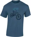 Baddery Fahrrad T-Shirt Herren - „Forest Ride“ - MTB Mountainbike Shirt für Radfahrer (Denim Blau M)