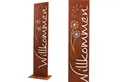 Rostikal Deko-Schriftzug Willkommen Stele Pusteblume Gartendeko Edelrost Cortenstahl, Dekorative Metallstele mit feinem Motiv, Gartenbereich & Eingangszone