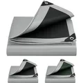WOLTU Abdeckplane Wasserdicht 280 g/m² PE mit Ösen Grau-Schwarz 4x6 m