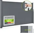 Juskys Seitenmarkise Dubai 300 x 190 cm ausziehbar blickdicht, Sichtschutz für Balkon & Terrasse, Seitenrollo Wandhalterung - anthrazit