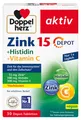 Doppelherz Zink 15 + Histidin + Vitamin C - 15 mg Zink als Beitrag für die normale Funktion des Immunsystems und für den Erhalt normaler Haut - 30 veg