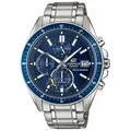 Chronograph CASIO EDIFICE, silber (blau, edelstahlfarben), Armbanduhren, Herren, Solaruhr, Armbanduhr, Herrenuhr, Edelstahlarmband, Saphirglas