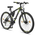 Licorne Bike Effect Premium Mountainbike in 26, 27,5 und 29 Zoll - Fahrrad für Jungen, Mädchen, Herren und Damen - Shimano 21 Gang-Schaltung - Herrenrad Farbe:Schwarz/Lime (2xDisc-Bremse);Zoll:29.00