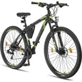 Licorne Bike Effect Premium Mountainbike Aluminiumrahmen Shimano,Farbe:Schwarz/Lime (2xDisc-Bremse);Zoll:29.00 - Grün