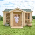 Timbela Kinderspielhaus aus Holz - Spielhaus im Freien für Kinder - B241xT178xH151 cm/2.63m2 Gartenspielhaus mit Veranda - Garten-Sommerhaus für Kinder M520