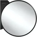tectake® Spiegel rund schwarz, Wandspiegel modern, Badspiegel, Wanddekoration Wohnzimmer, Boho Deko Schlafzimmer, runder Badezimmerspiegel, Flurspiegel, Gäste WC, Spiegelaufhängung - Ø70 x 2,5 cm