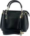 FLORENCE Umhängetasche Florence Umhängetasche Damen Handtasche (Umhängetasche, Umhängetasche), Damen Tasche Echtleder schwarz, Made-In Italy