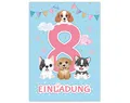 Junapack 12 Einladungskarten zum 8. Kindergeburtstag Einladung zum achten Geburtstag Mädchen Hunde