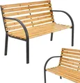 Juskys Gartenbank Modena – 2-Sitzer Holzbank mit Armlehnen & Rückenlehne – wetterfeste Sitzbank 120x62x82 cm - Bank mit Seitenelementen aus Stahl