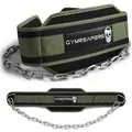 Gymreapers Dip-Gürtel mit Kette für Gewichtheben, Klimmzüge, Dips – strapazierfähige Stahlkette für zusätzliches Krafttraining (Ranger Green)