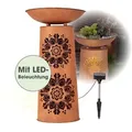 EASYmaxx LED-Dekosäule mit Pflanzschale - Rost-Optik Mandala - Braun - Braun