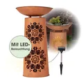 EASYmaxx LED Gartendeko Leuchte Pflanzschale Metall Säule Blumen Ständer Lampe