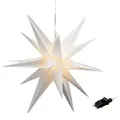 XXL LED Advents Stern warm weiß - 100cm - 3D Weihnachtsstern Fenster Deko zum Hängen  für Außen mit Timer - Weiß