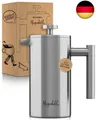 Morgenheld Edelstahl French Press für 6 Tassen 1000 ml Metall Kaffeepresse