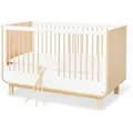 Pinolino Gitterbett Pinolino Round, Weiß, Ahorn, Holzwerkstoff, 145x90x75 cm, zum Juniorbett umbaubar, höhenverstellbar, Sprossen mit Normabstand, Aufbauanleitung im Karton, Lattenrost inklusive, Schlupfsprossen, Babymöbel, Babybetten, Gitterbett