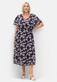 sheego Große Größen: Chiffonkleid mit Blumendruck und Flügelärmeln, marine gemustert, Gr.40-58 15549401406