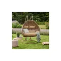 HOME DELUXE Polyrattan Hängesessel TWIN - Braun für 2 Personen