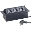 revolt Küchensteckdose: Versenkbare Einbau-Tisch-Steckdose, 3-fach, 3.680 Watt