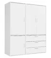 mokebo Kleiderschrank (150x187 cm) aus Holz in Weiß 4-türig & 3 Schubladen 'Der Grenzenlose' Schlafzimmerschrank modular & kombinierbar, Garderobenschrank, Flurschrank, Drehtürenschrank, Schrank