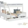 Homestyle4u Etagenbett mit 2 Matratzen und Bettkasten 90x200 und 140x200 in Weiß 2724