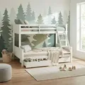 Homestyle4u Etagenbett 90x200 140x200 Hochbett Kinderbett mit 2 Matratzen Set Jugendbett Weiß Holz mit Bettkästen Stauraum Gäste Stockbett - Weiß