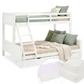 Etagenbett Hochbett 90x200 140x200 Weiß Kinderbett mit 2 Matratzen & Bettkasten