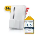 NEUFELD® 24 Gardinenhaken selbstklebend weiß [inkl. 3M Klebefläche] - Gardinenstangen Klebehaken ohne Bohren für Vorhänge & Scheibengardinen