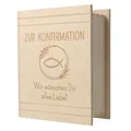 Spruchreif® Spardose Spardose in Buch-Optik aus Holz mit Gravur · Konfirmation & Kommunion, (1-tlg), Zur Konfirmation