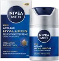 Nivea Men Anti-Aging-Creme ANTI-AGE HYALURON LSF 15, Feuchtigkeitspflege, mildert tiefe Falten, vegan.