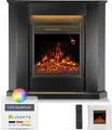 Juskys Elektrokamin 1000 / 2000 W - Eckkamin mit Heizung, LED & Timer - Schwarz