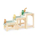 PINOLINO Wasserspieltisch-Set Frolino, 3-teilig, Outdoor Wasserspielzeug für Kinder, Gartenspielzeug aus Holz, mit Wasserhahn & Schlauchanschluss, 3 Spieltische inkl. Wannen, ab 3 Jahren