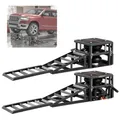 VEVOR Air tragbare Autohebebühnen 2 STK. 5 t, max. Hubhöhe 32 cm, pneumatische Rampenheber mit Luftfederung & Radkeile & Verlängerungsrampen & erhöhte Säulen, für Limousinen SUVs Pickups